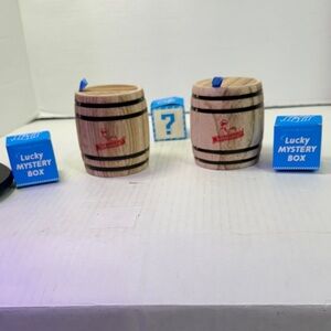 Wooden Barrel Storage Set with Blue Accents